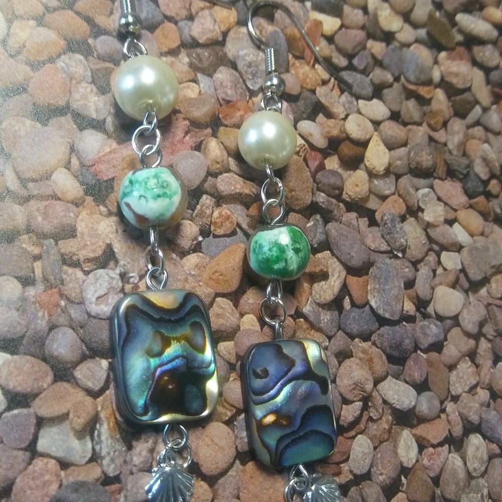 REAL MOTHER OF PEARL BEACH EARRINGS